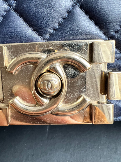 Chanel Navy Blue Lambskin Medium Boy Bag (RRP £5800)