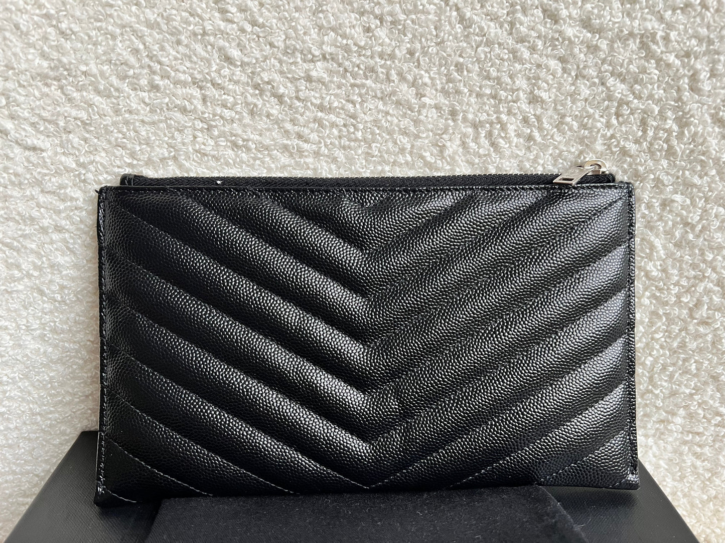 Yves Saint Laurent (YSL) Black Cassandra Zip Pouch (RRP £365)
