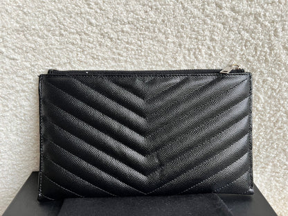 Yves Saint Laurent (YSL) Black Cassandra Zip Pouch (RRP £365)