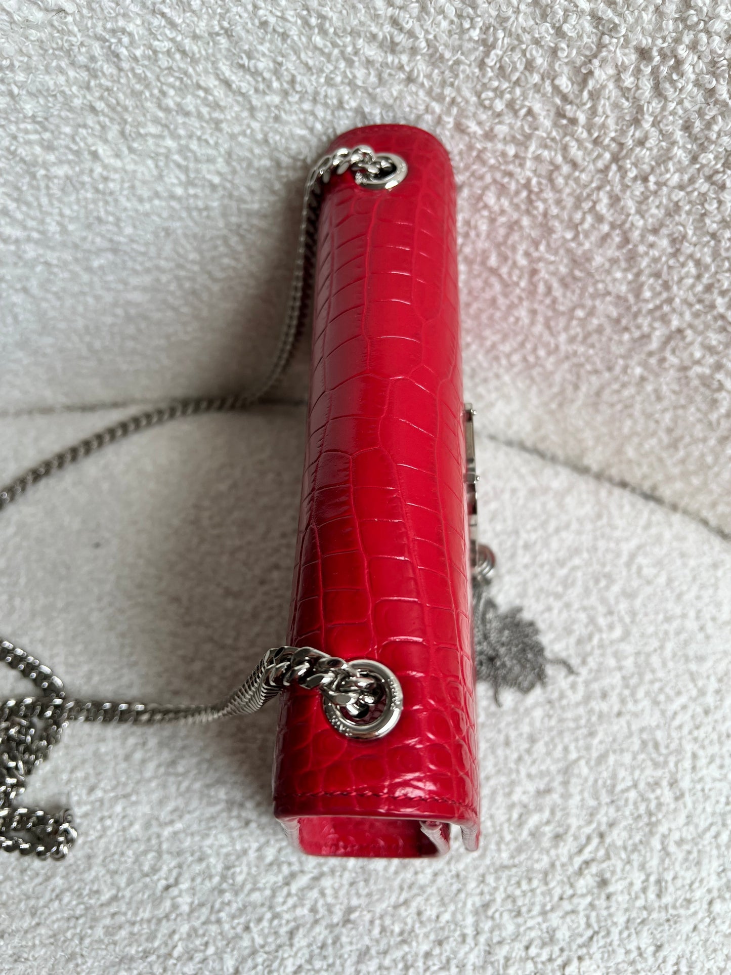 Yves Saint Laurent (YSL) Red Croc Small Kate with Silver Hardware (RRP £1,675)