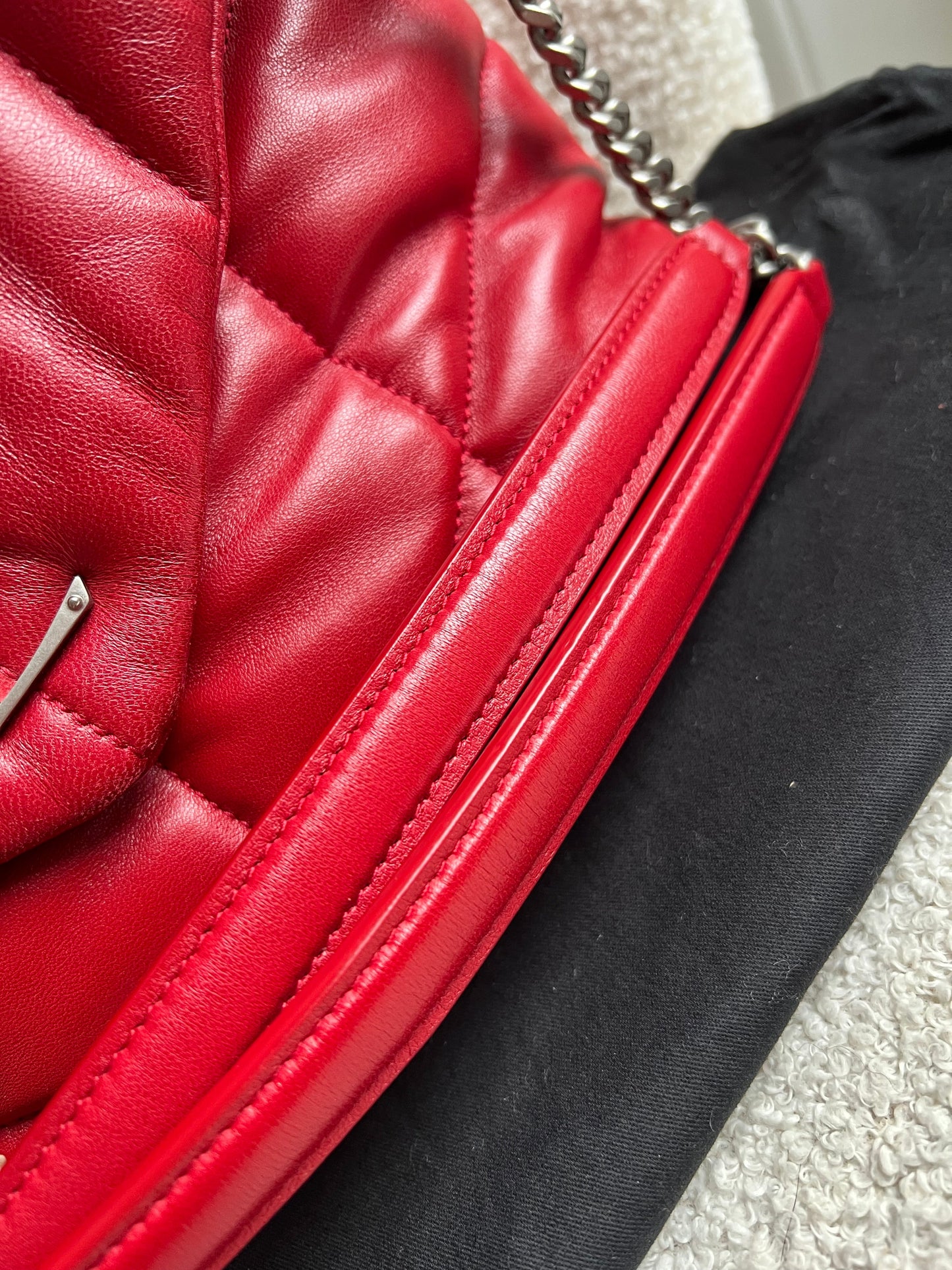 Yves Saint Laurent (YSL) Small Puffer in Red Quilted Lambskin (RRP £2,415)