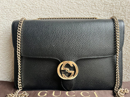 Gucci Interlocking GG Black Medium Shoulder Bag