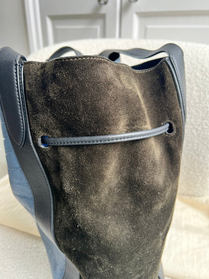 Mulberry Pale Navy Matte Croc, Silky Calf and Suede Millie Tote (£1,095)
