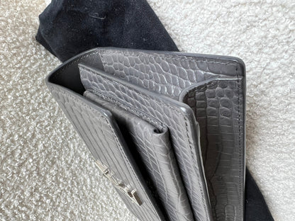Yves Saint Laurent (YSL) Grey Croc Mini Sunset with Silver Hardware (RRP £1,545)