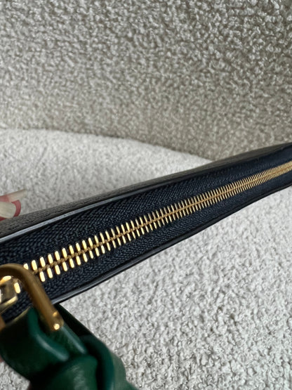 Mulberry Medium Part Around Zip Wallet in Navy and Emerald Printed Goat