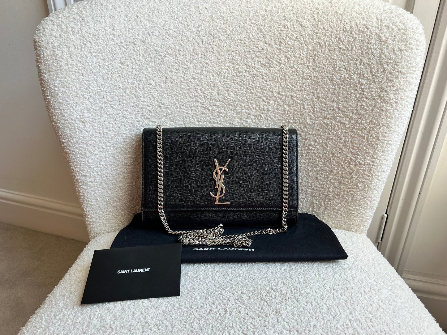 Yves Saint Laurent (YSL) Black Medium Kate with Silver Hardware (RRP £1730)