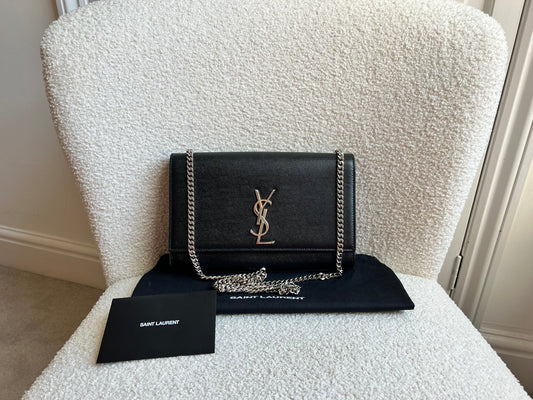 Yves Saint Laurent (YSL) Black Medium Kate with Silver Hardware (RRP £1730)