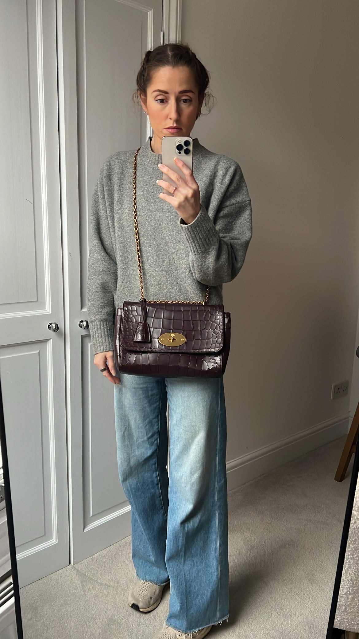 Mulberry Oxblood Deep Embossed Croc Medium Lily (RRP £1095)