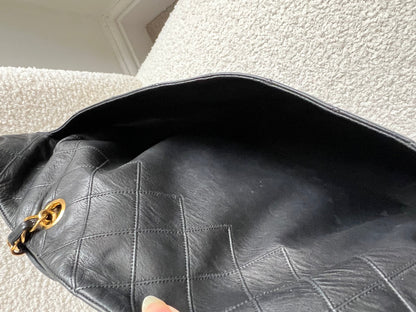 Chanel Vintage Black Lambskin Chain Tote with Gold Hardware