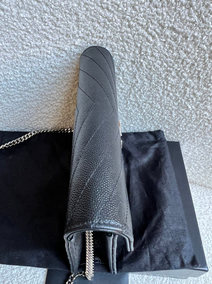 Yves Saint Laurent (YSL) Black Cassandra Envelope Chain Wallet (RRP £870)
