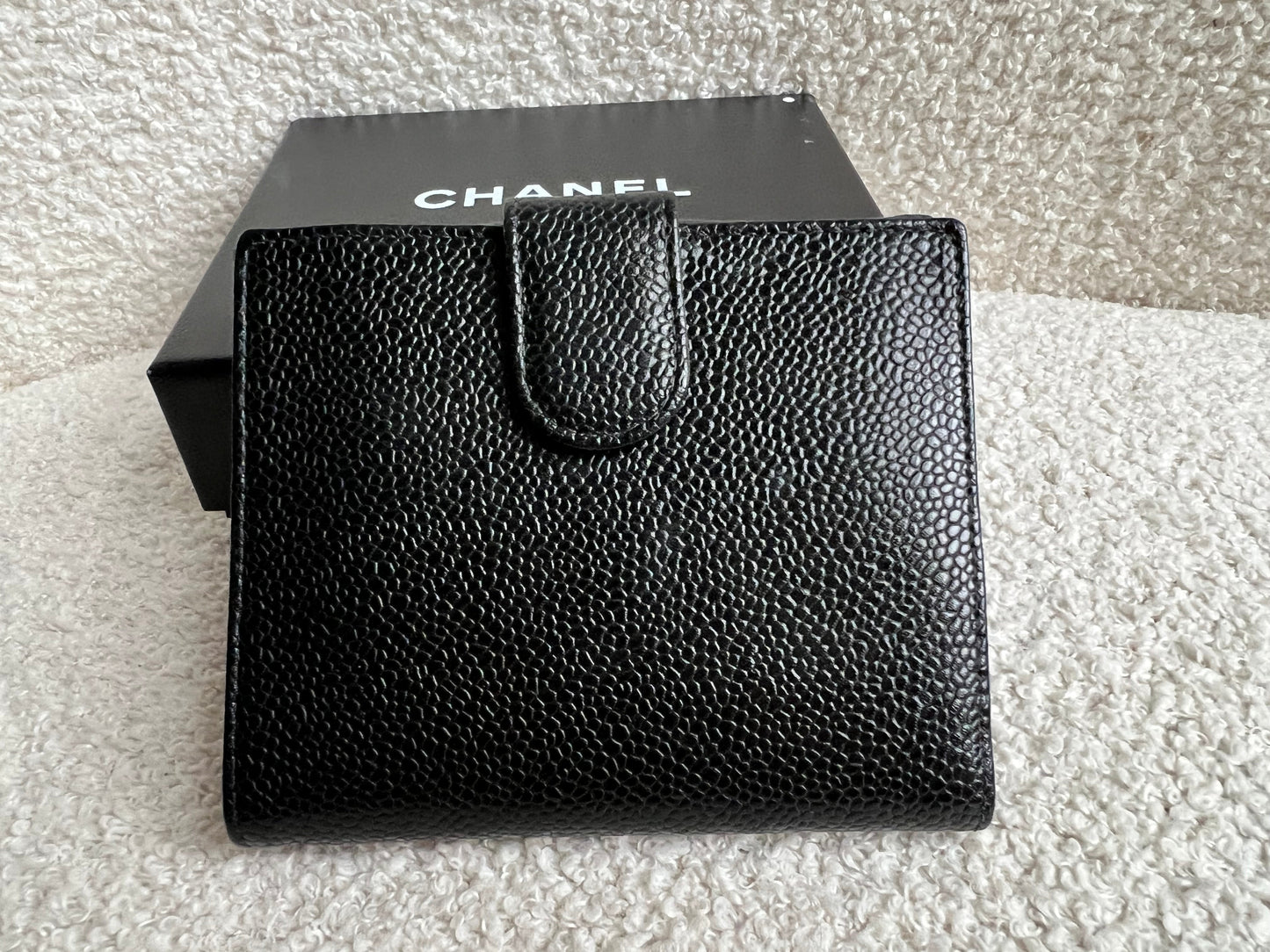 Chanel Black Caviar Timeless Small French Bifold Wallet