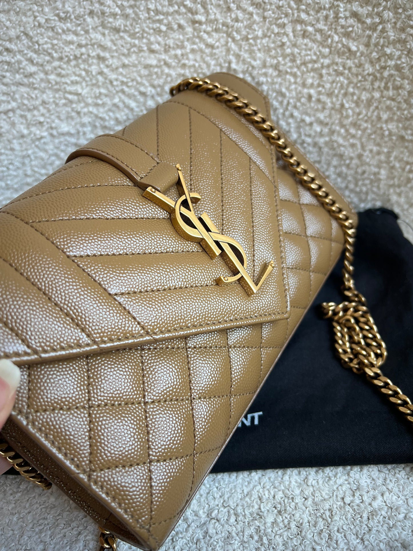 Yves Saint Laurent (YSL) Beige Small Envelope Bag (RRP £1,940)