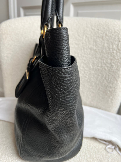 Prada Black Vitello Daino Side Pocket Tote