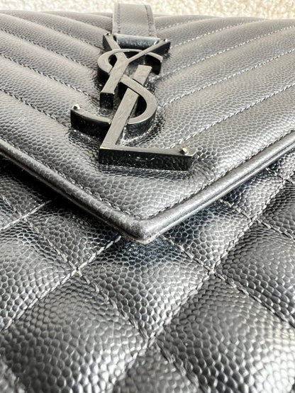 Yves Saint Laurent (YSL) Large Black on Black Envelope Bag (RRP £2,400)