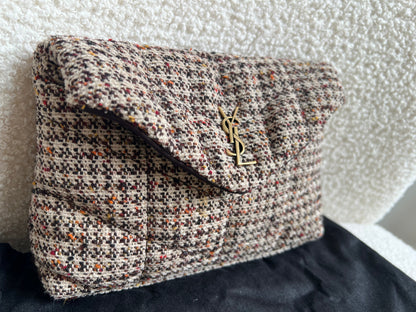 Yves Saint Laurent (YSL) Puffer Clutch Pouch in Tweed (RRP £710)