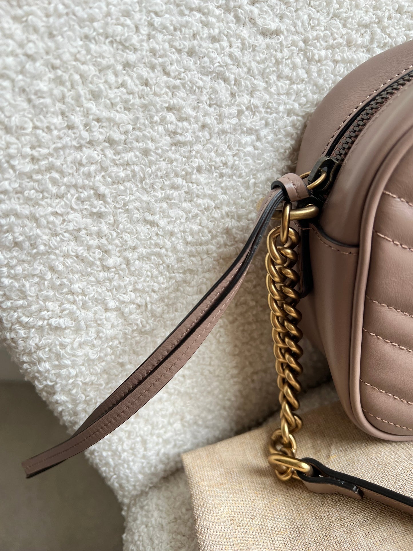 Gucci GG Marmont Porcelain Rose Small Shoulder Bag (RRP £1440)