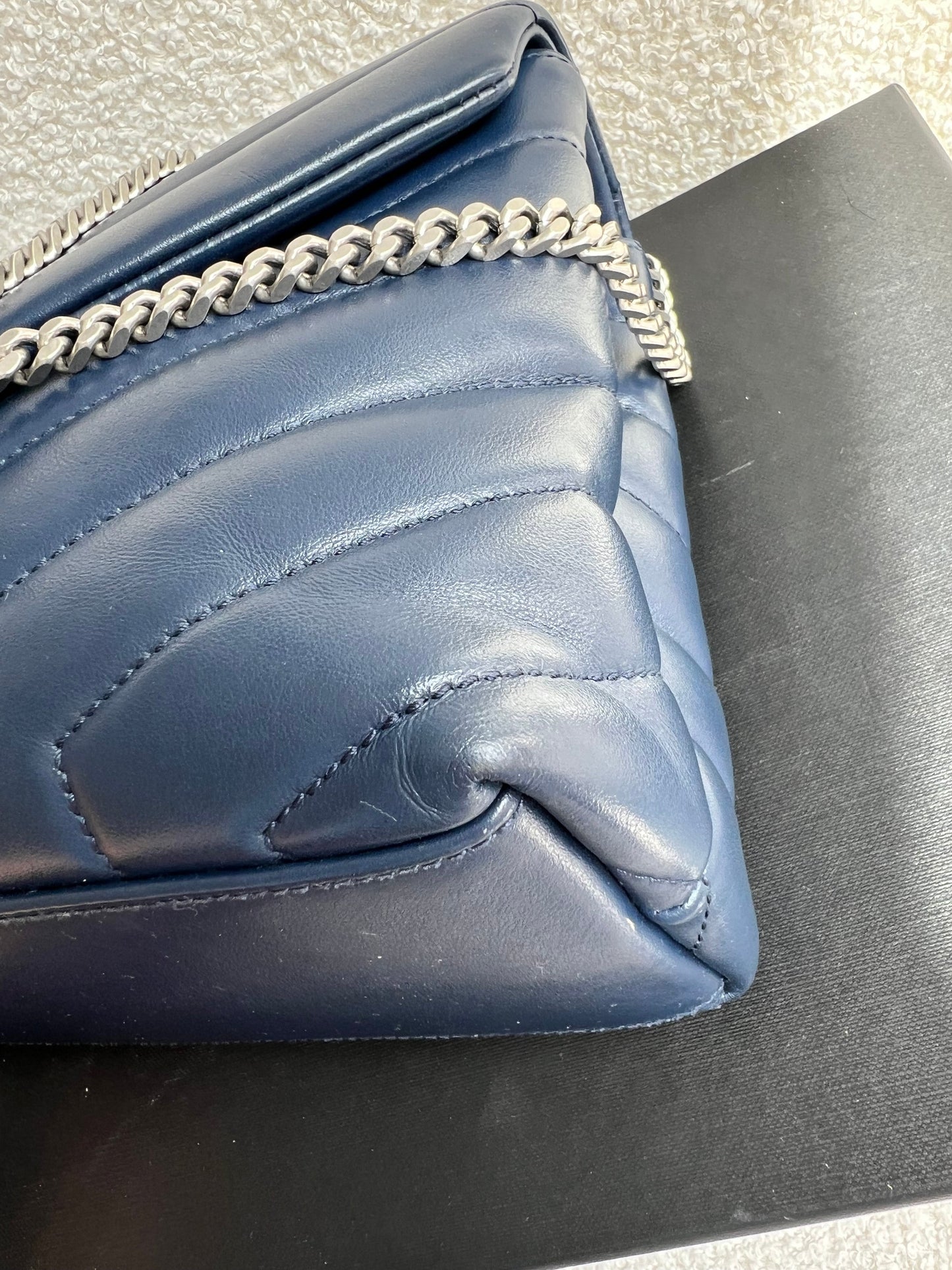 Yves Saint Laurent (YSL) Navy Blue Small LouLou (RRP £1,900)