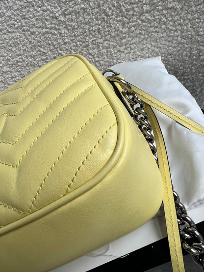 Gucci GG Pale Yellow Marmont Small Shoulder Bag (RRP £1440)