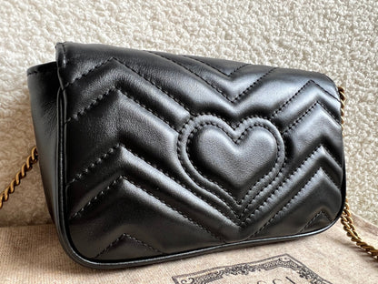 Gucci GG Black Marmont Super Mini Shoulder Bag (RRP £985)