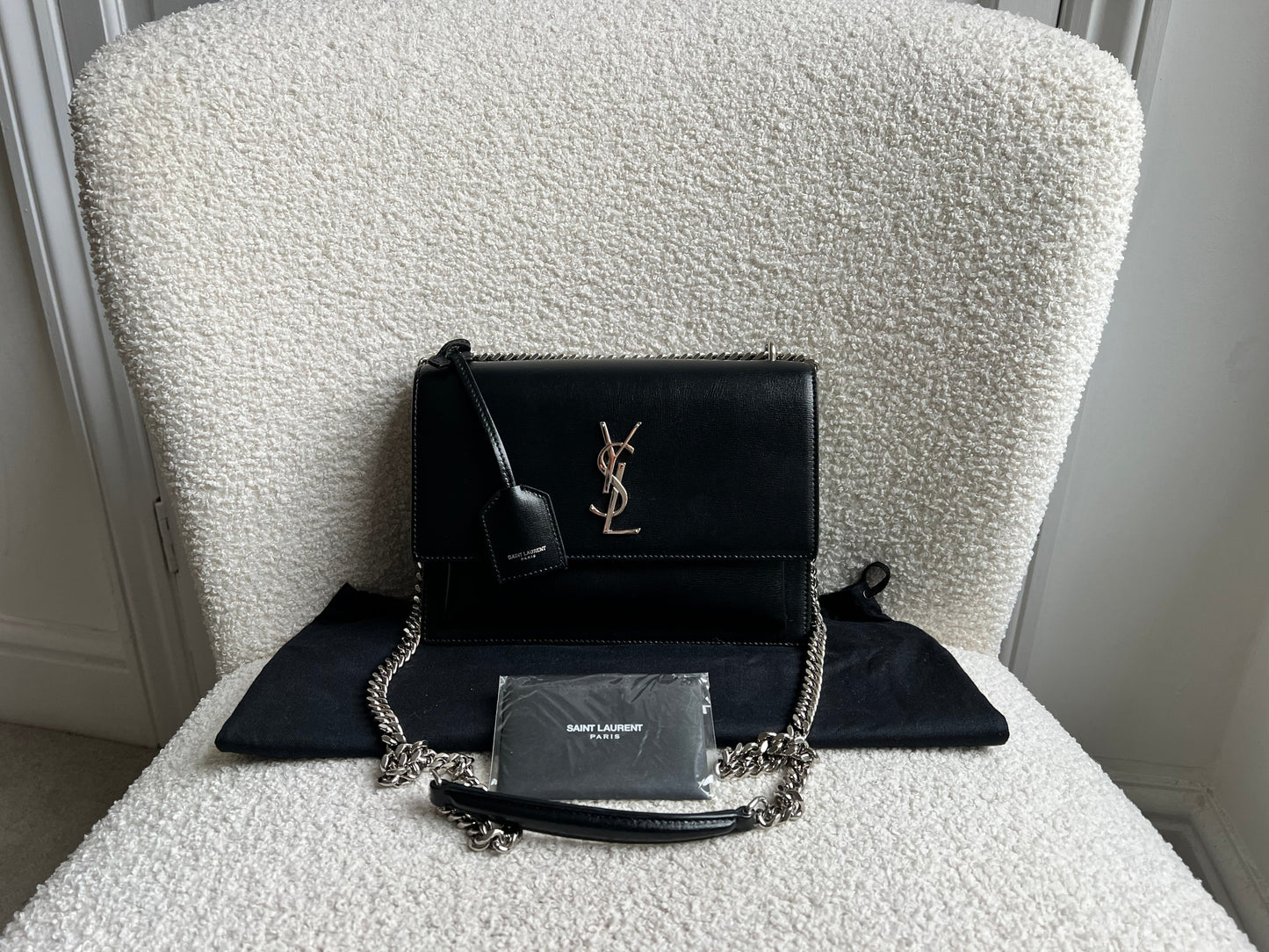 Yves Saint Laurent (YSL) Black Medium Sunset with Silver Hardware (RRP £1,950)