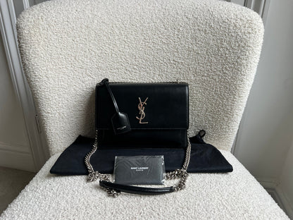 Yves Saint Laurent (YSL) Black Medium Sunset with Silver Hardware (RRP £1,950)