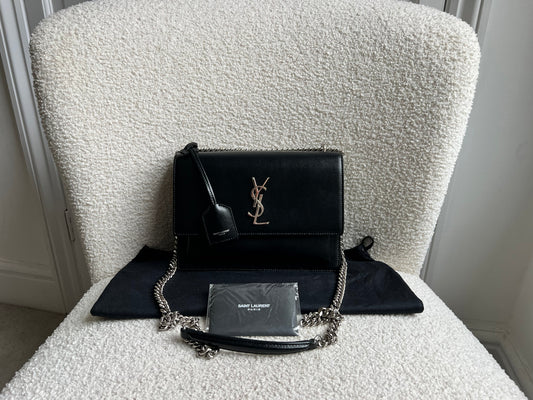 Yves Saint Laurent (YSL) Black Medium Sunset with Silver Hardware (RRP £1,950)