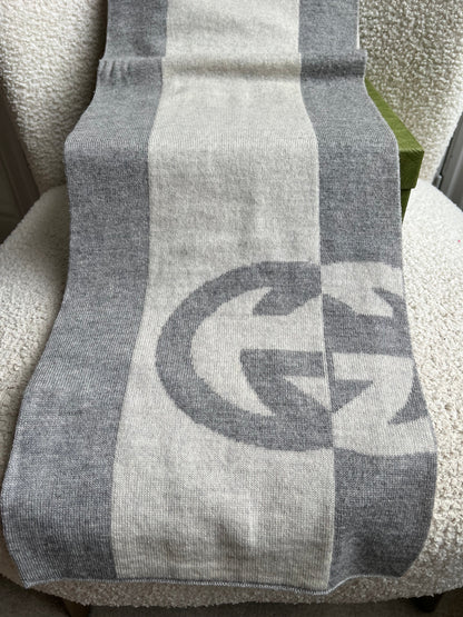 Gucci Grey GG Wool Scarf