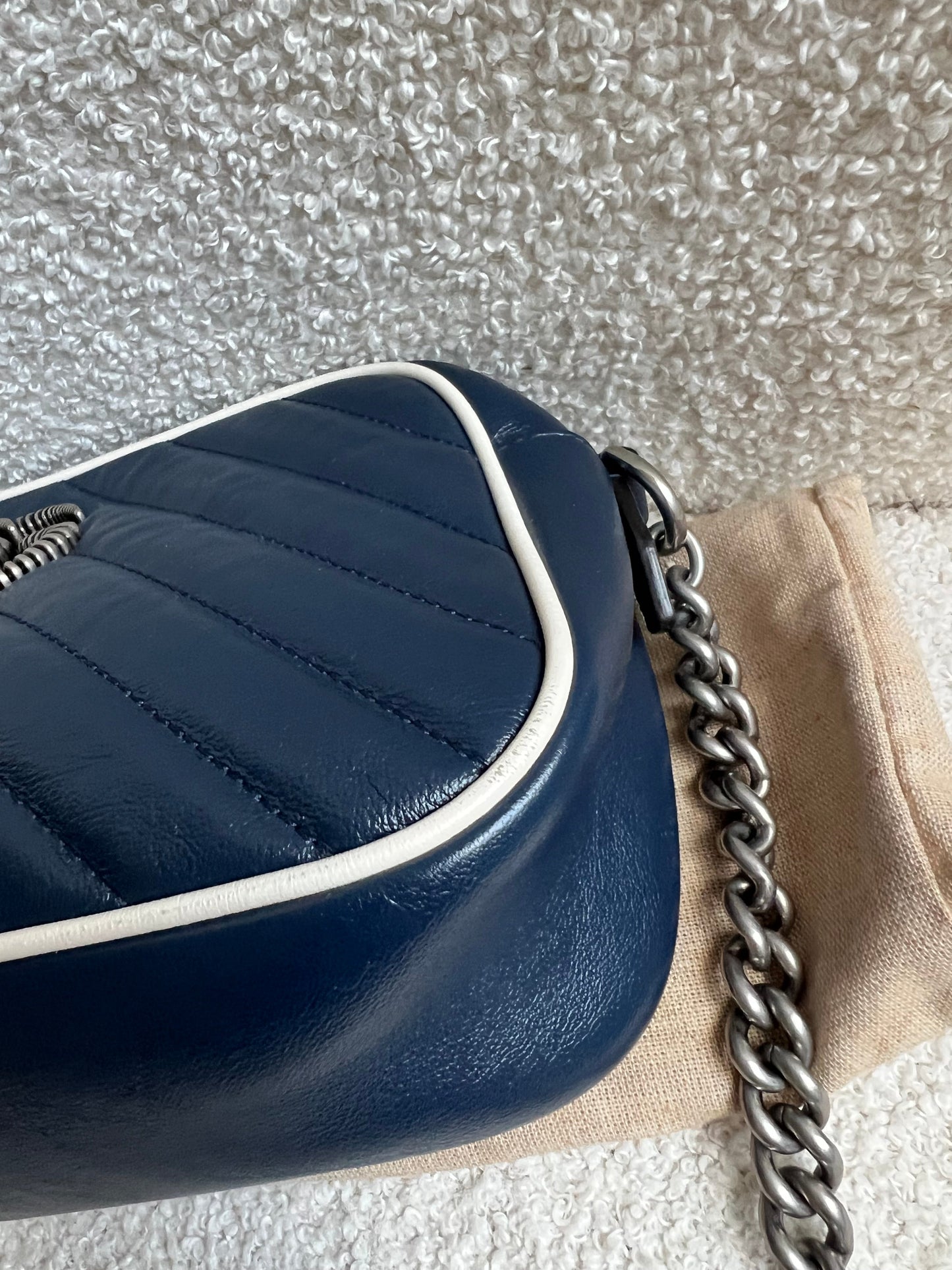 Gucci Torchon GG Navy Marmont Small Shoulder Bag