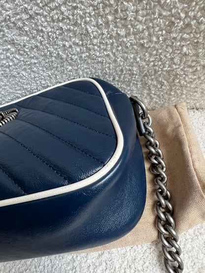 Gucci Torchon GG Navy Marmont Small Shoulder Bag