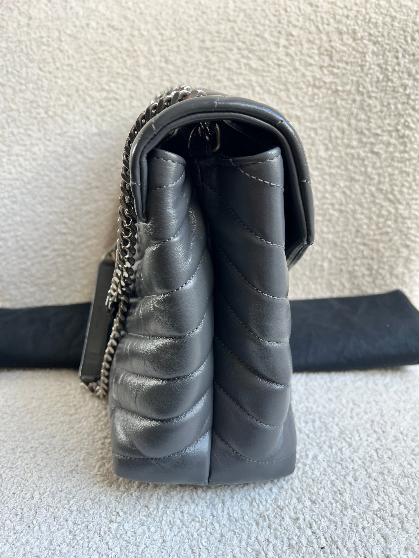 Yves Saint Laurent (YSL) Medium Grey Lou Lou Silver Hardware