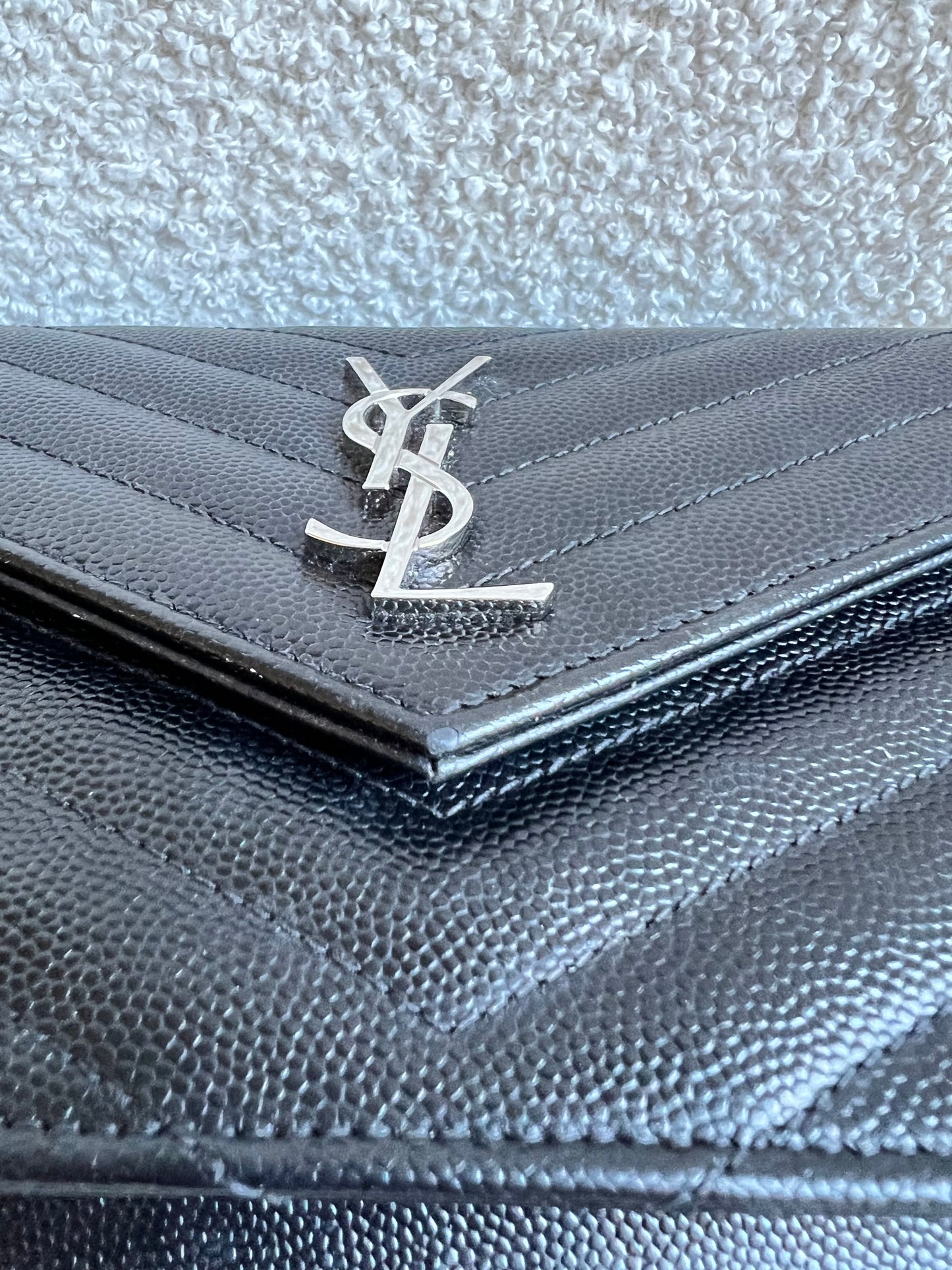 Yves Saint Laurent (YSL) Black Cassandra Envelope Chain Wallet (RRP £870)