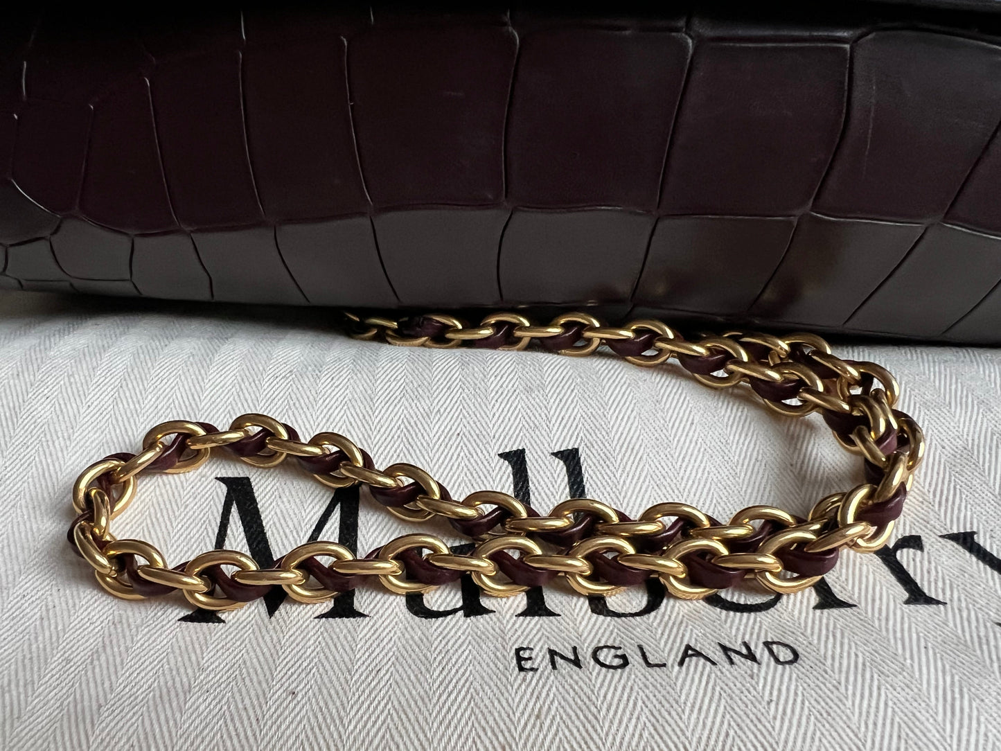 Mulberry Oxblood Deep Embossed Croc Medium Lily (RRP £1095)
