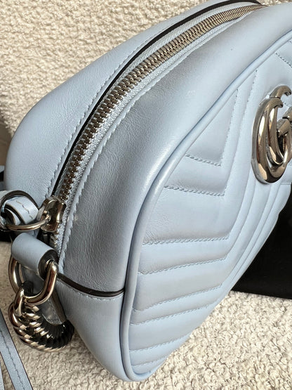 Gucci GG Pale Blue Marmont Small Shoulder Bag (RRP £1440)