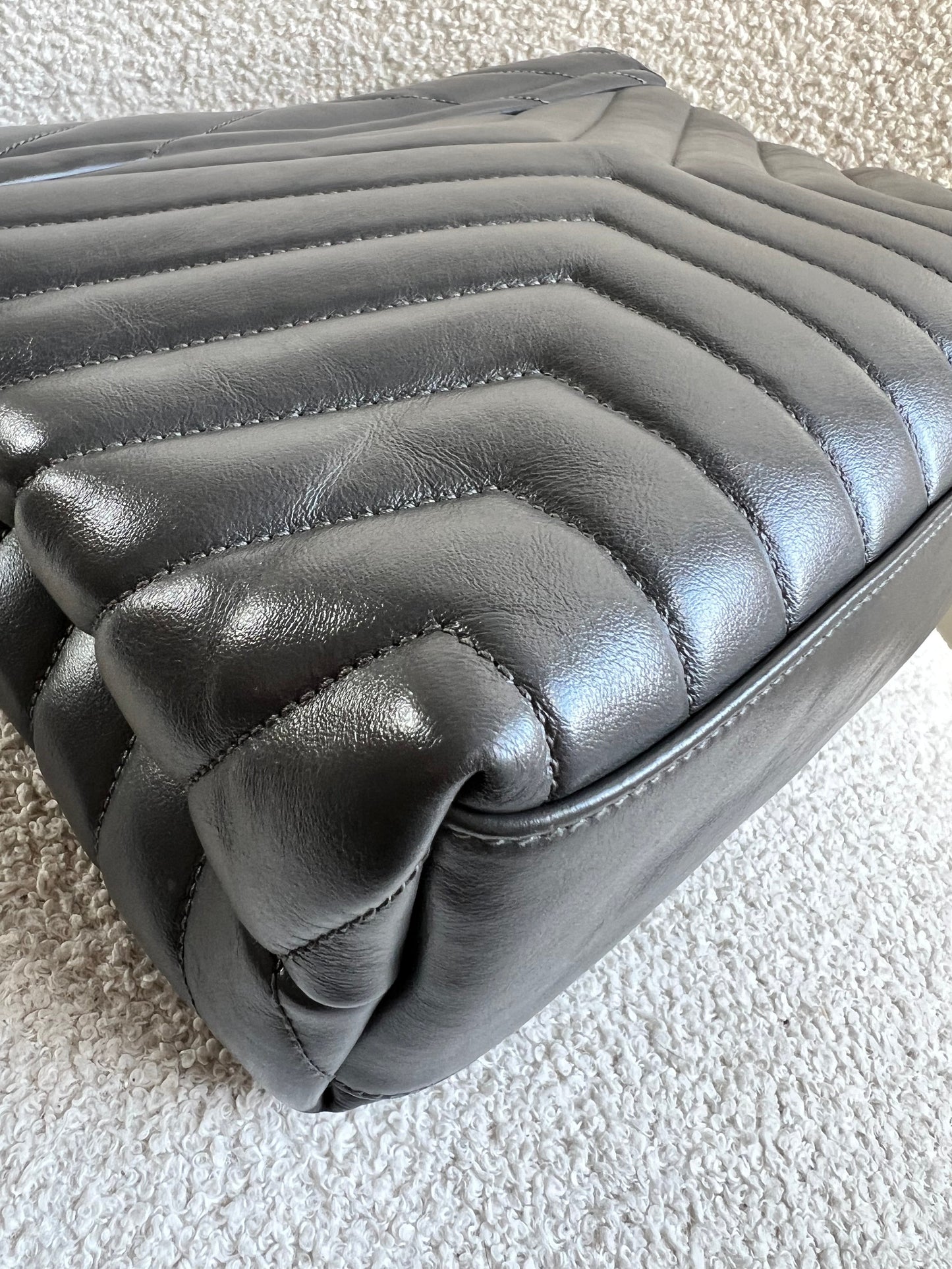 Yves Saint Laurent (YSL) Medium Grey Lou Lou Silver Hardware