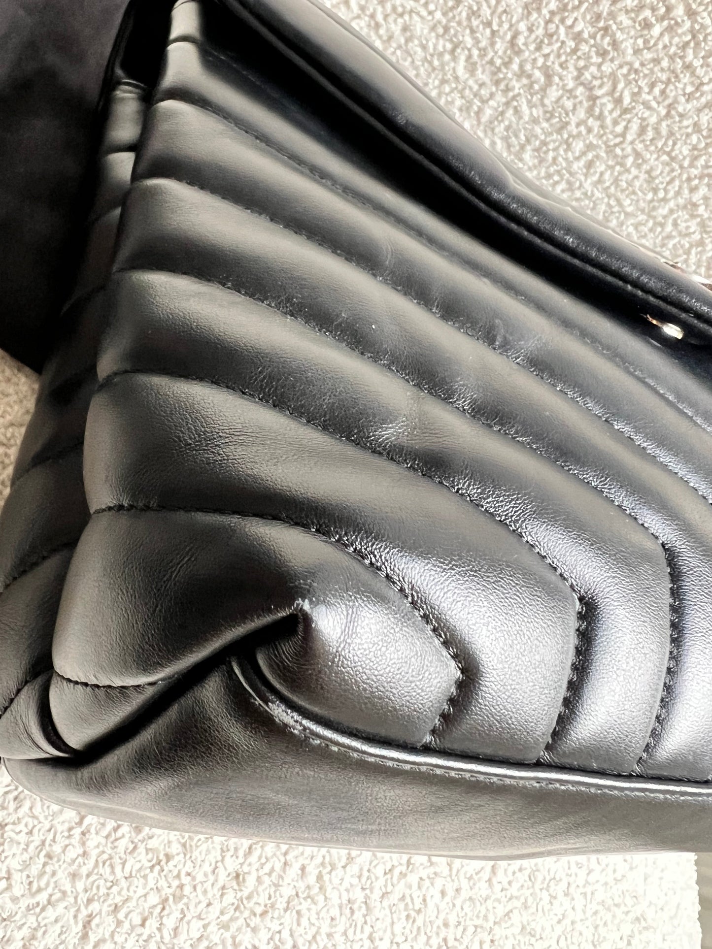 Yves Saint Laurent (YSL) Medium Black Lou Lou Silver Hardware