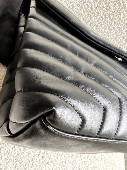 Yves Saint Laurent (YSL) Medium Black Lou Lou Silver Hardware