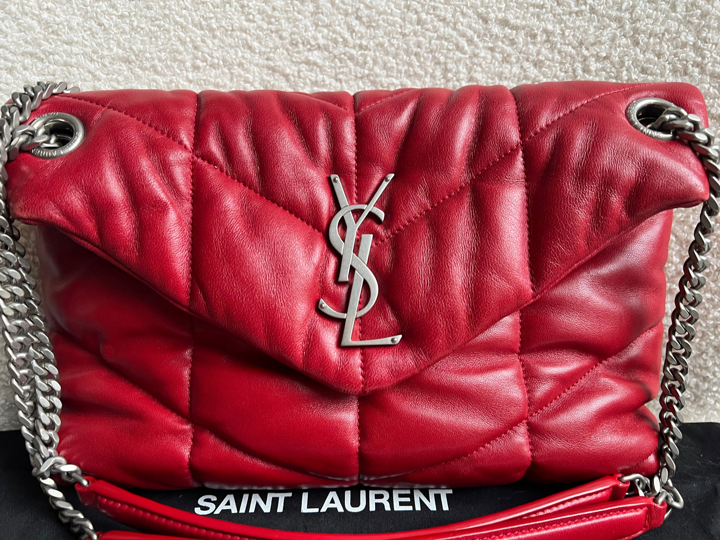 Yves Saint Laurent (YSL) Small Puffer in Red Quilted Lambskin (RRP £2,415)