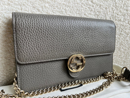 Gucci Dollar Grey Interlocking Chain Wallet