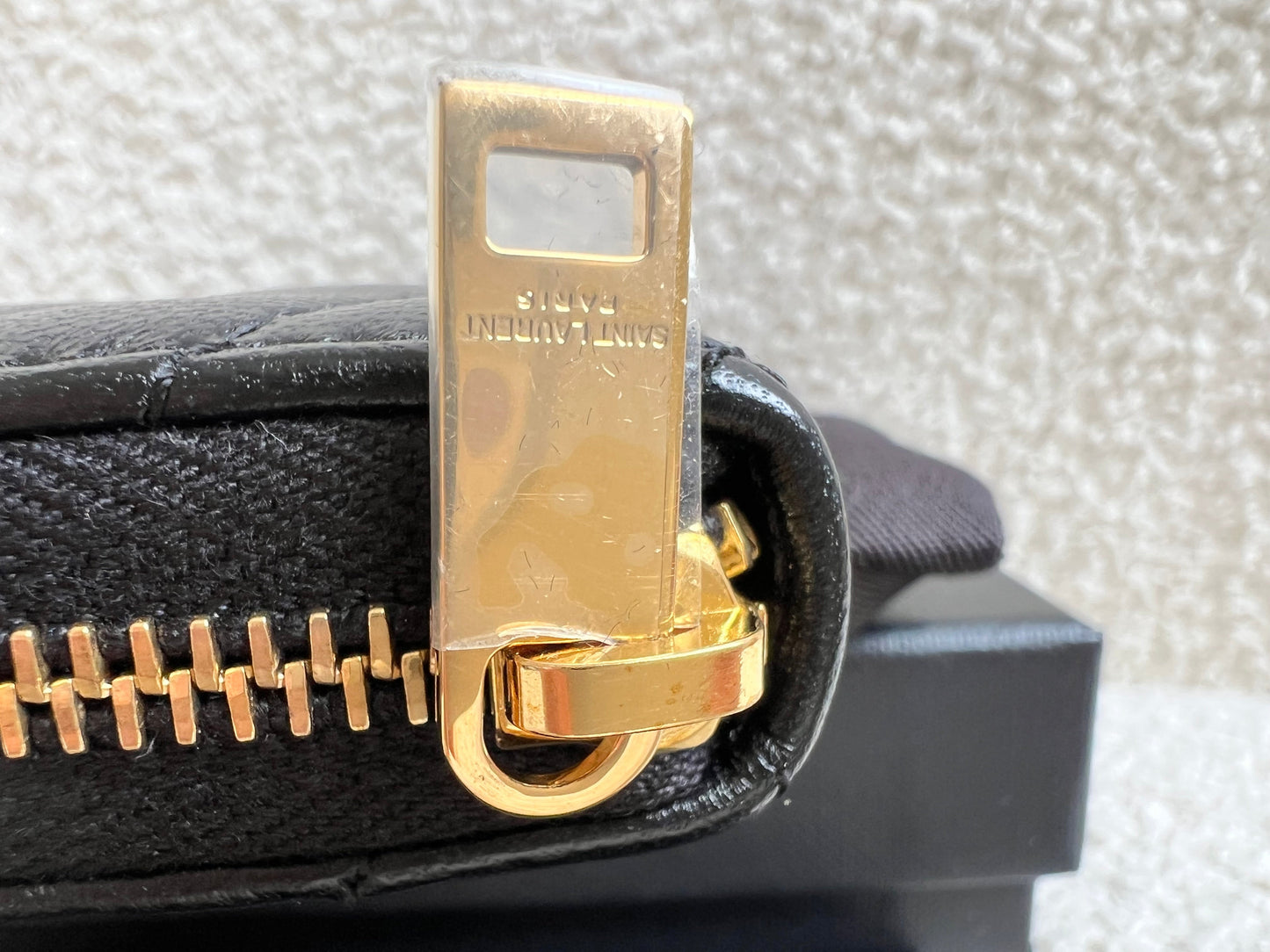 Yves Saint Laurent Black Lambskin Cassandre Small Zip Wallet (RRP £400)