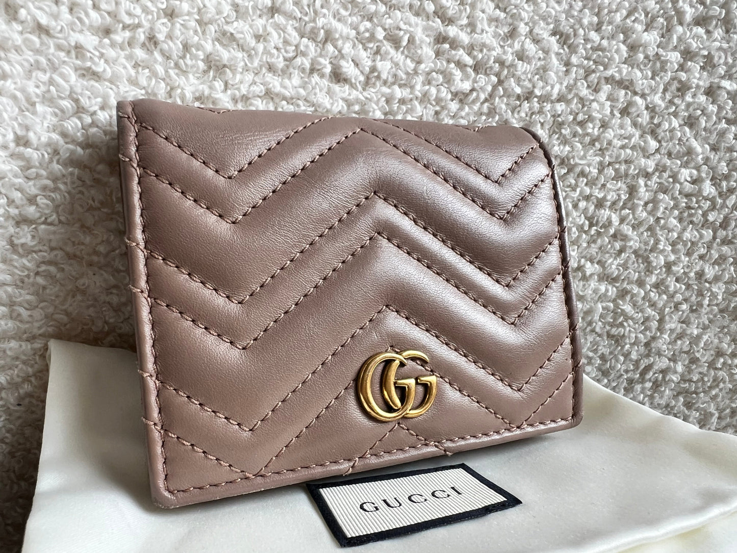 Gucci GG Dusty Pink Marmont Matelassé Card Case Wallet (RRP £410)