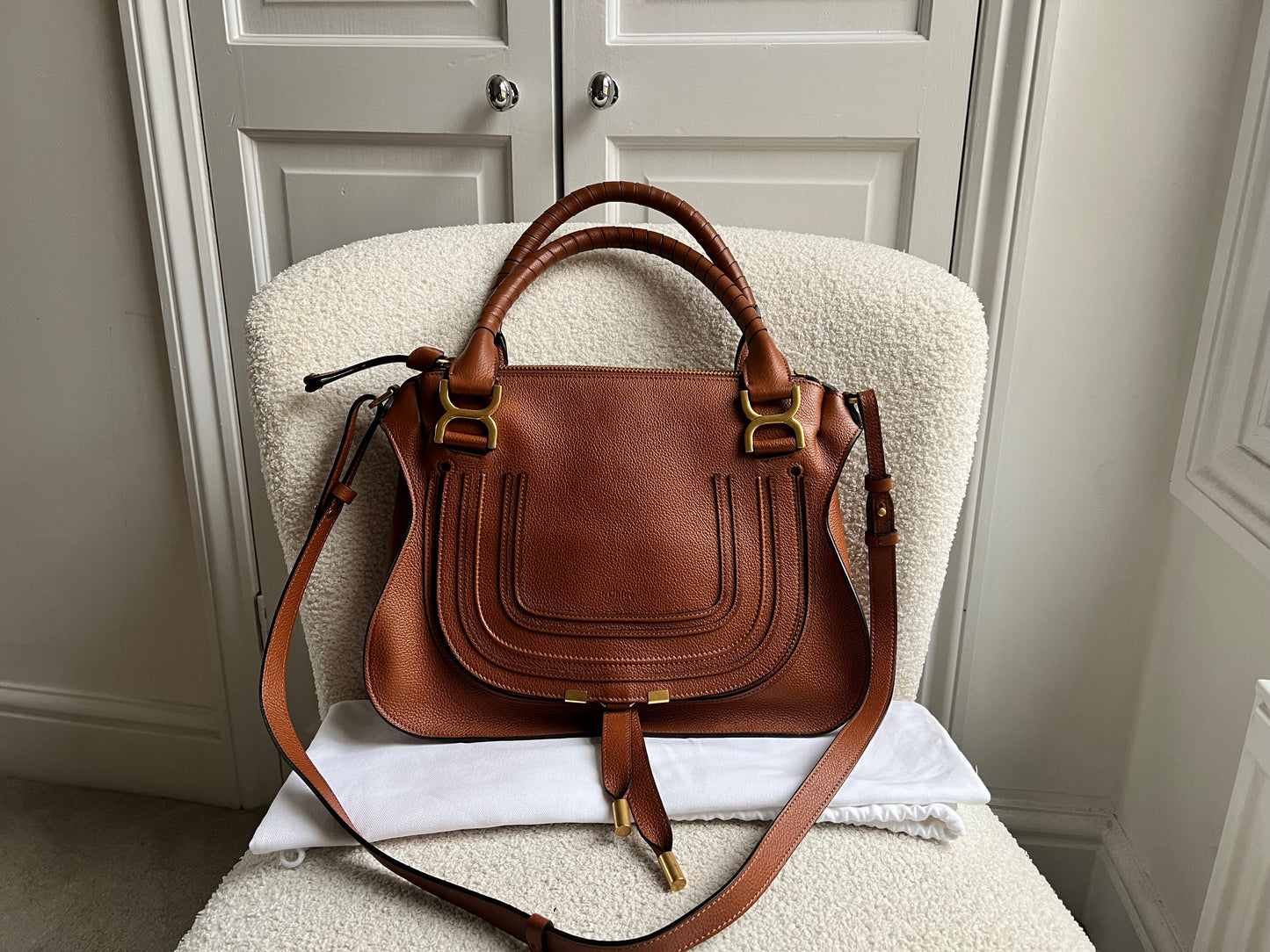 Chloe Medium Marcie Double Carry Bag in Tan (RRP £1890)