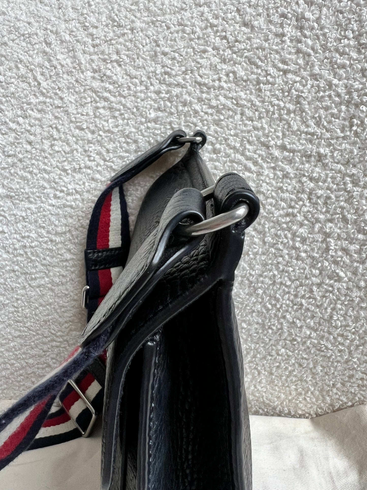 Mulberry Small Black Antony with striped strap