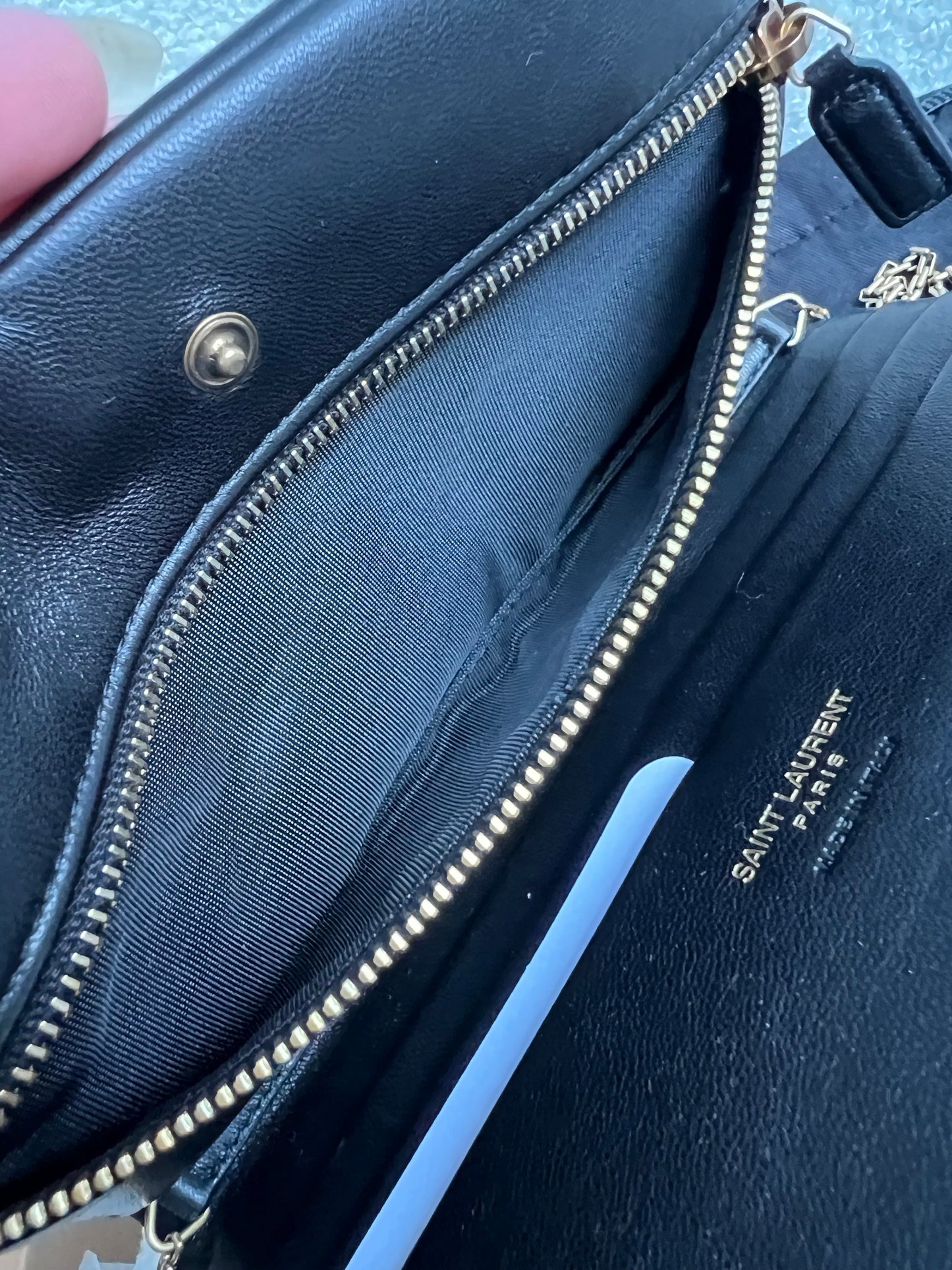 Yves Saint Laurent (YSL) Black Puffy Lambskin Wallet on Chain with Gold Hardware (RRP £960)