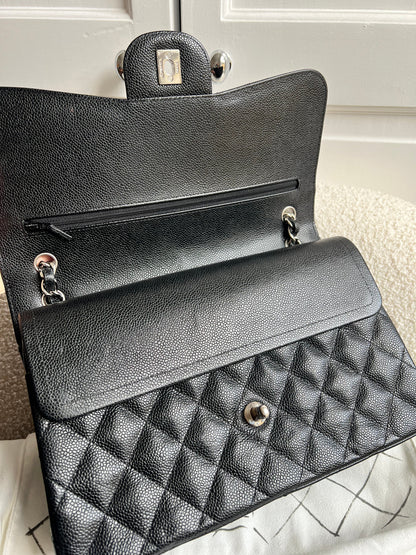 Chanel Jumbo Double Flap in Black Caviar with silver hardware
