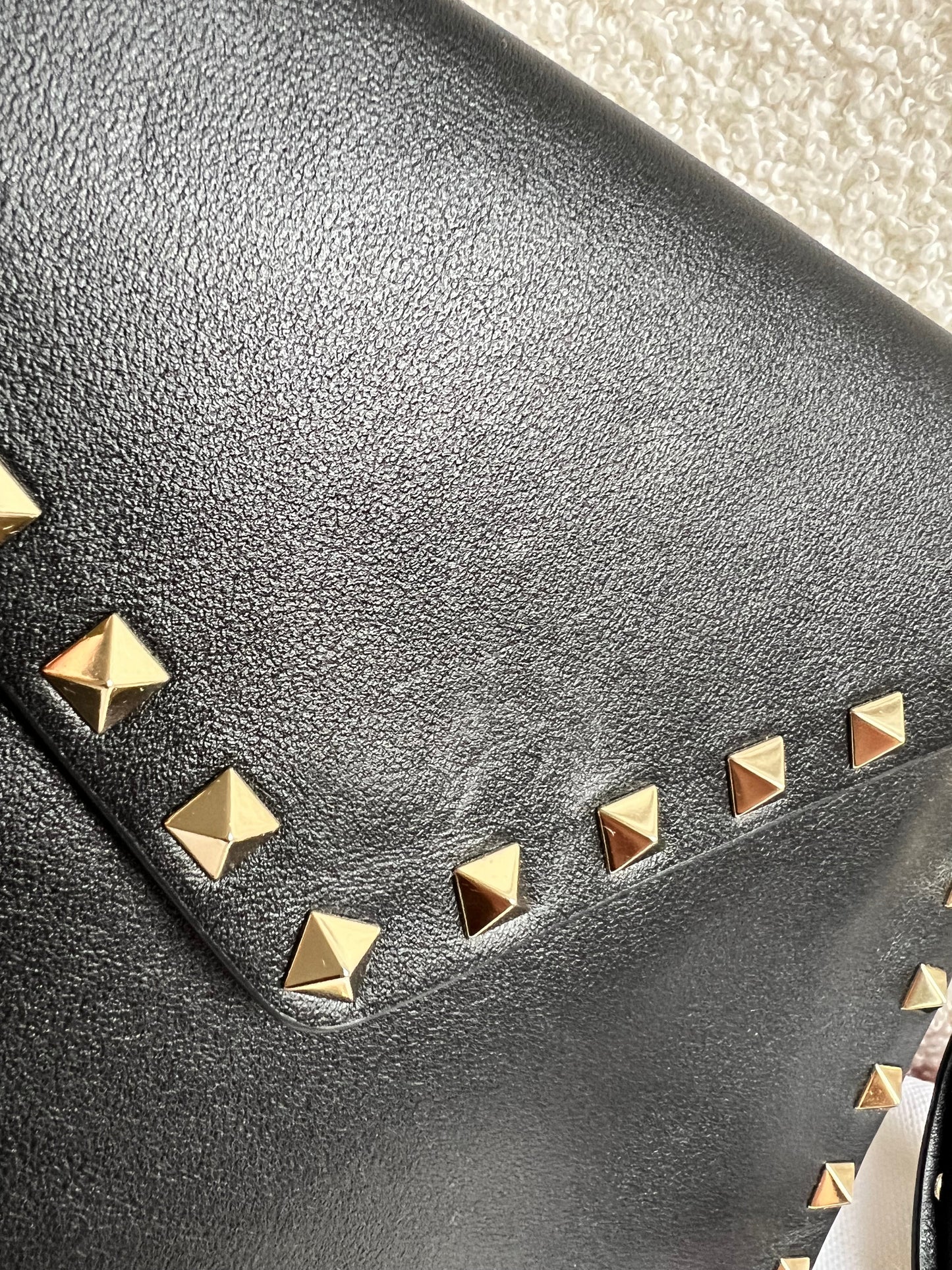 Valentino Garavani Rockstud Calfskin Clutch Pouch Black (RRP £570)