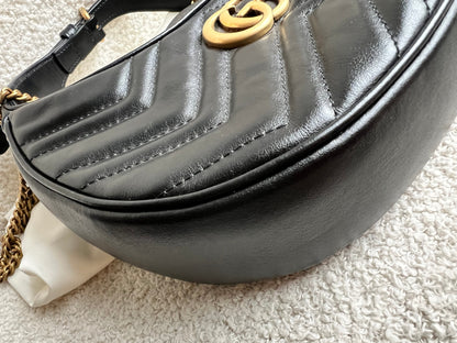 Gucci GG Black Mini Half Moon Marmont Shoulder Bag (RRP £1160)