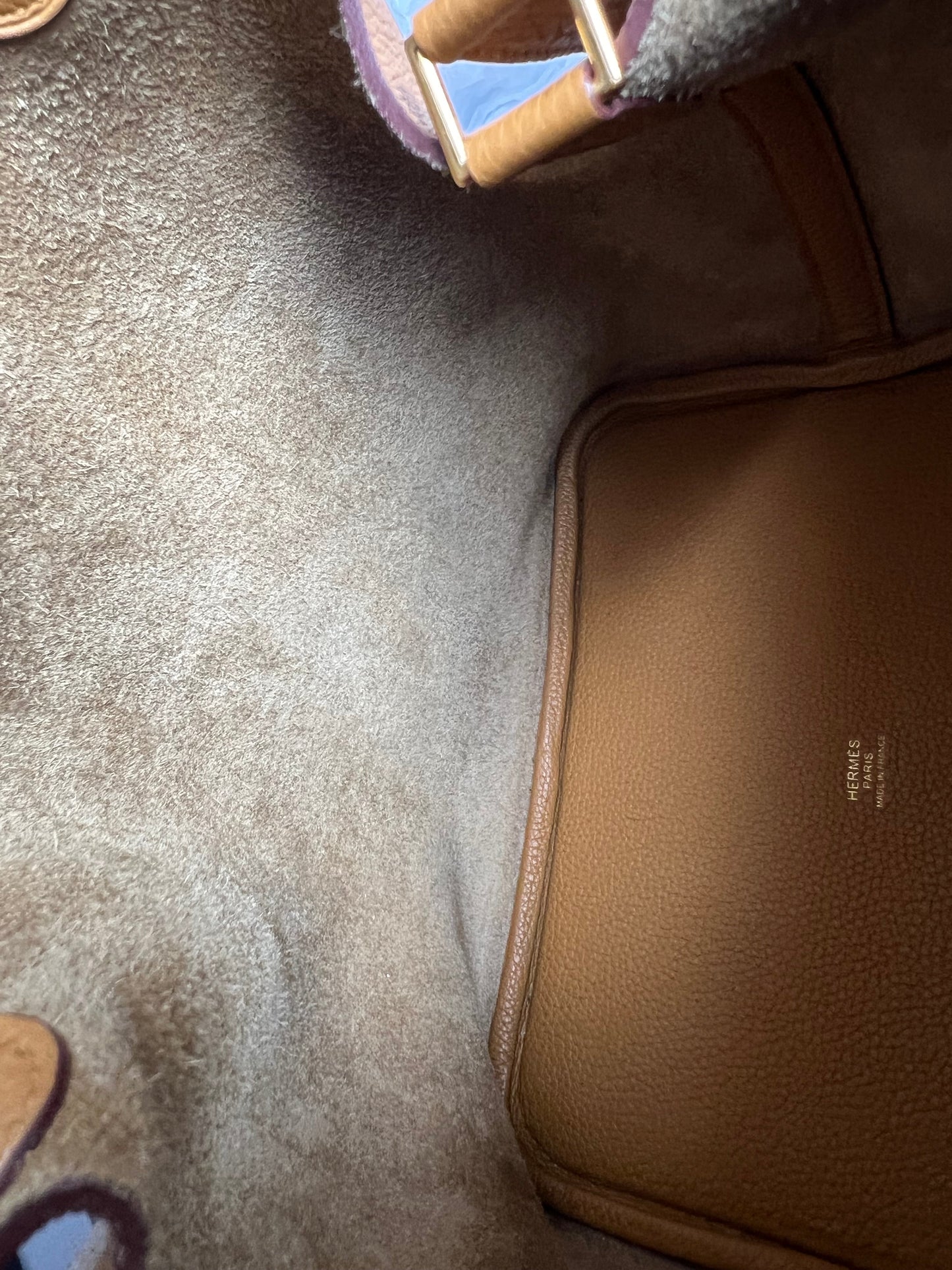 Hermes Picoton 22 in Sesame Clemence Leather with gold hardware