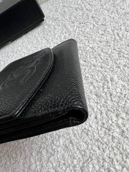 Chanel Black Caviar Timeless Small French Bifold Wallet
