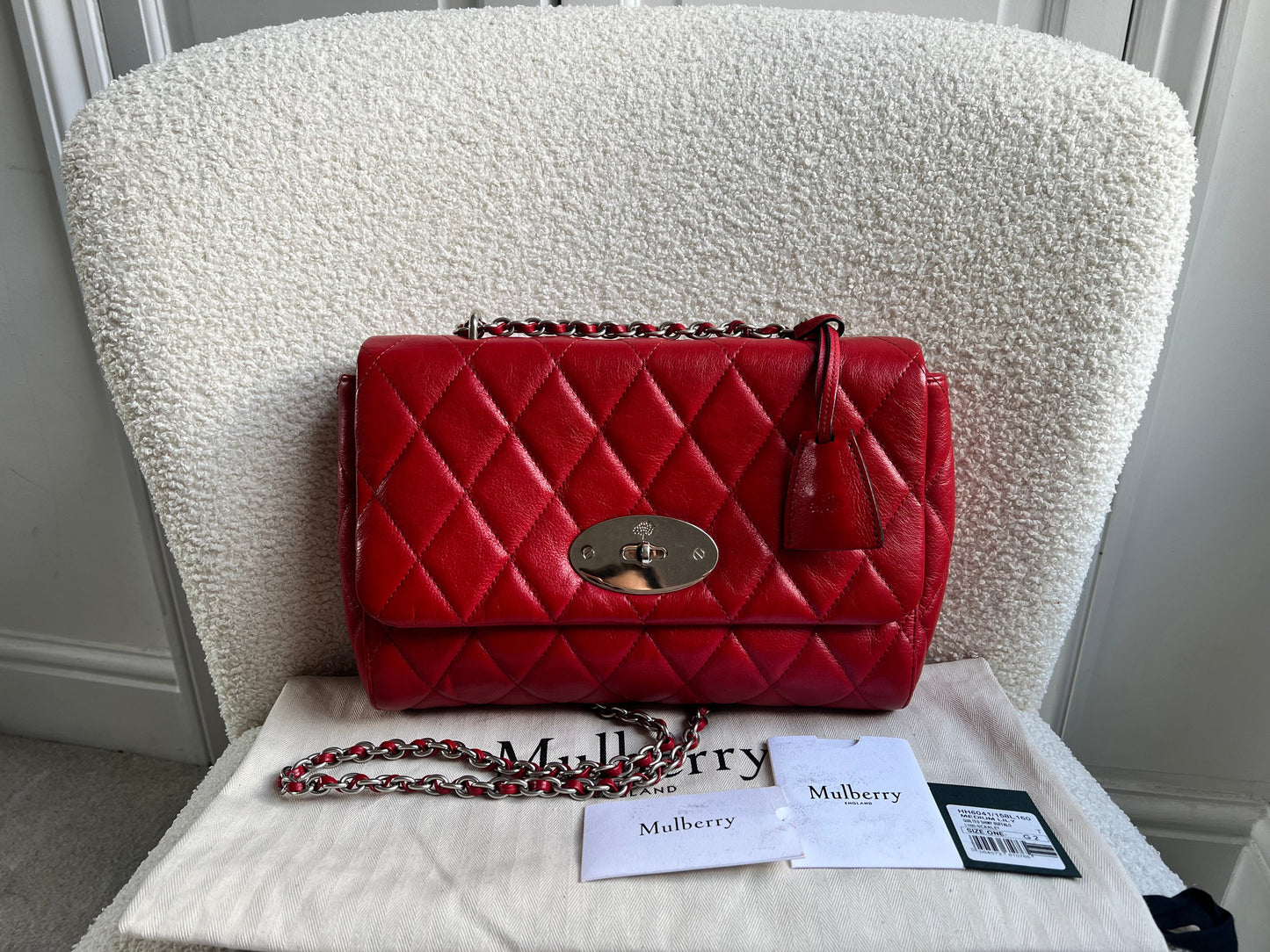 Mulberry Scarlet Red Quilted Medium Lily with Gold Hardware (RRP £1095)