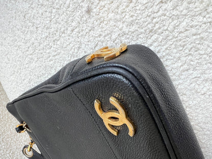 Chanel Vintage Black Caviar Chain Tote with 24k Gold Hardware